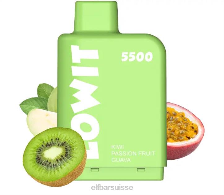 ELFBAR Pod prérempli Lowit 5500 bouffées 2%nic kiwi fruit de la passion goyave H268139