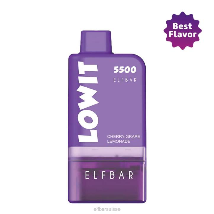 ELFBAR kit de dosettes préremplies lowit 5500 2%nic limonade aux raisins cerises dosette de limonade aux raisins cerises + batterie violette H268135