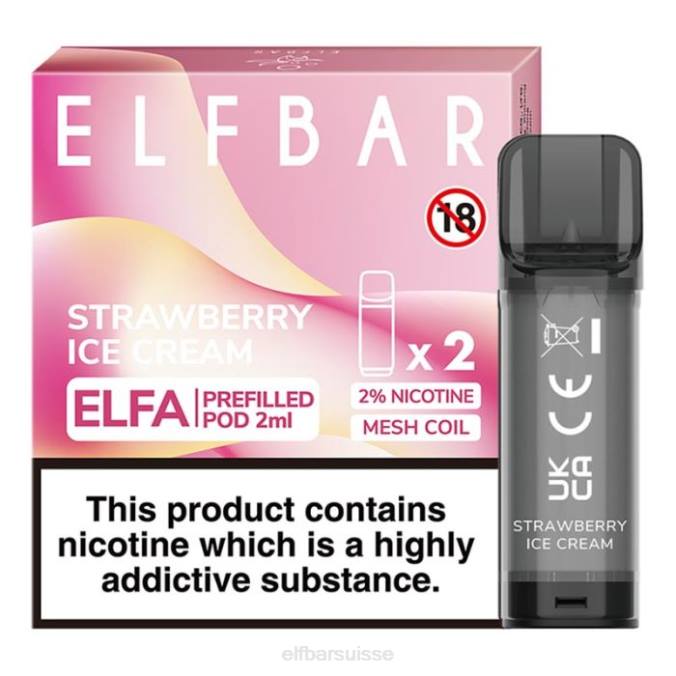 elfbar elfa dosette préremplie - 2 ml - 20 mg (paquet de 2) FN40115 glace à la fraise