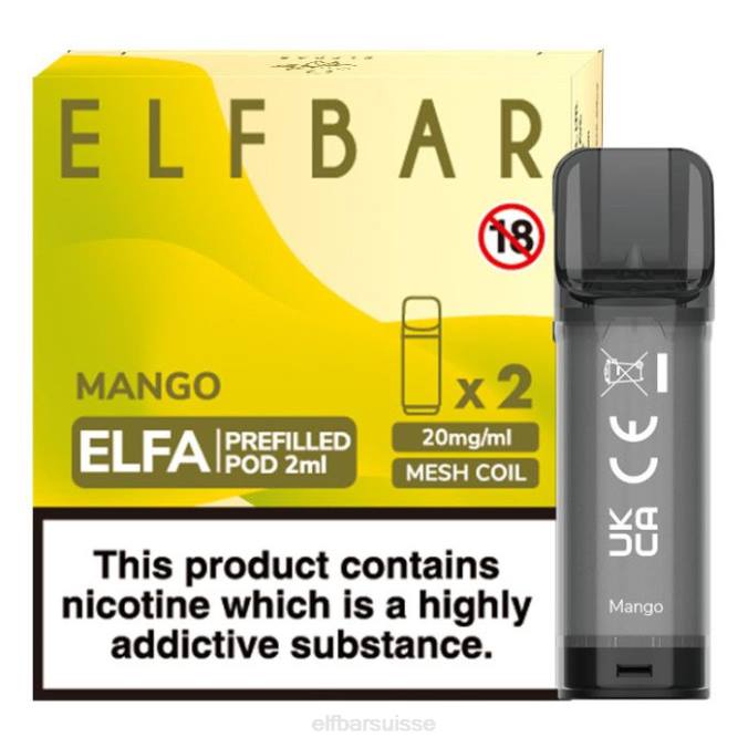 elfbar elfa dosette préremplie - 2 ml - 20 mg (paquet de 2) FN40118 mangue