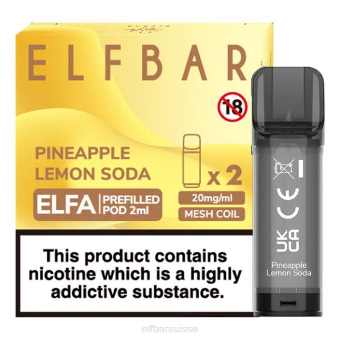 elfbar elfa dosette préremplie - 2 ml - 20 mg (paquet de 2) FN40134 soda à l'ananas et au citron