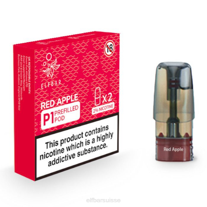 elfbar mate 500 p1 dosettes préremplies - 20 mg (paquet de 2) FN40161 pomme rouge