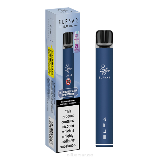 kit pod elfbar elfa pro - rechargeable FN4068 dosette préremplie de limonade razz noire + bleue