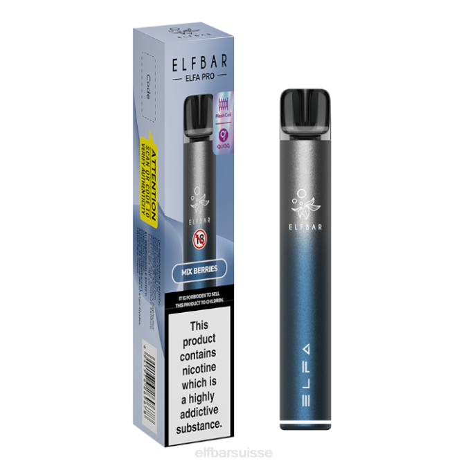 kit pod elfbar elfa pro - rechargeable FN4068 dosette préremplie de limonade razz noire + bleue