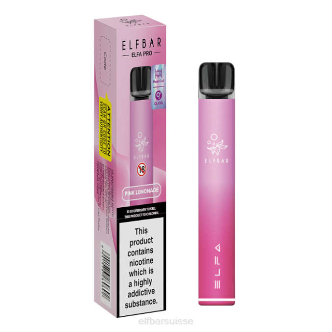 kit pod elfbar elfa pro - rechargeable FN4072 dosette préremplie rose + limonade rose