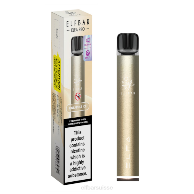 kit pod elfbar elfa pro - rechargeable FN4075 Dosette préremplie or foncé + glace à l'ananas