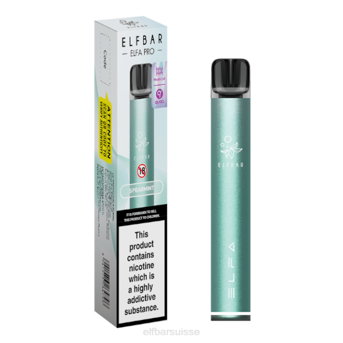 kit pod elfbar elfa pro - rechargeable FN4077 dosette préremplie twilight cyan + menthe verte