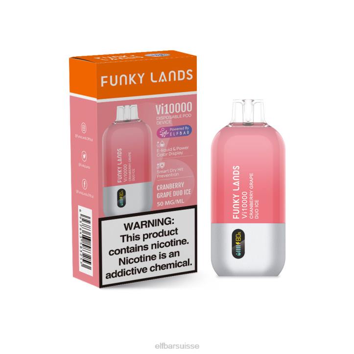 ELFBAR Funky Lands meilleure saveur vape jetable série de raisin vi10000 glace duo de raisin et de canneberge H268150