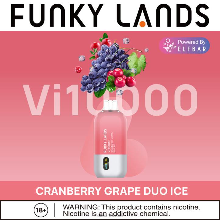 ELFBAR Funky Lands meilleure saveur vape jetable vi10000 série glacée glace duo de raisin et de canneberge H268156