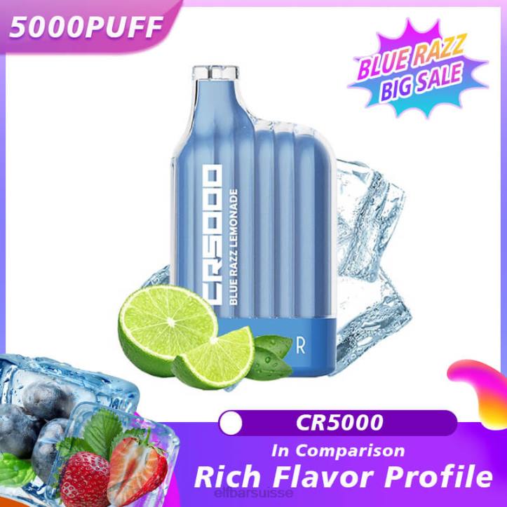 ELFBAR meilleure saveur vape jetable cr5000 bleu razz limonade bleue H26819