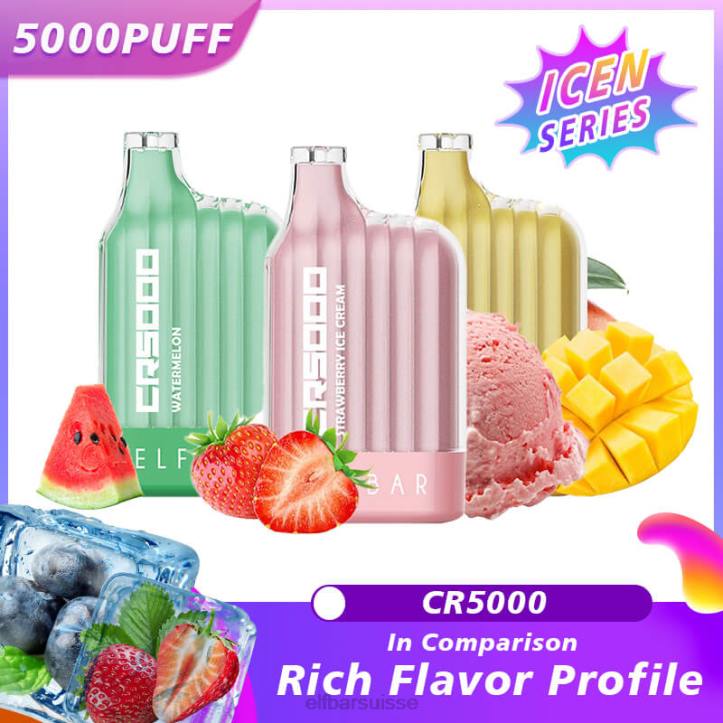 ELFBAR meilleure saveur vape jetable série cr5000 ice glace à la pêche H26820