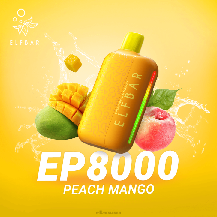 ELFBAR vape jetable nouvelles bouffées ep8000 pêche mangue H26874