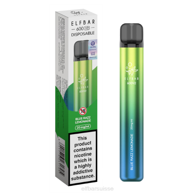 Vape jetable elfbar 600v2 - 20 mg FN4013 limonade bleue