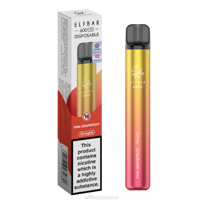 Vape jetable elfbar 600v2 - 20 mg FN4019 pamplemousse rose