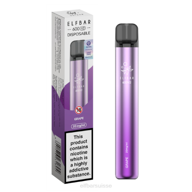 Vape jetable elfbar 600v2 - 20 mg FN4019 pamplemousse rose