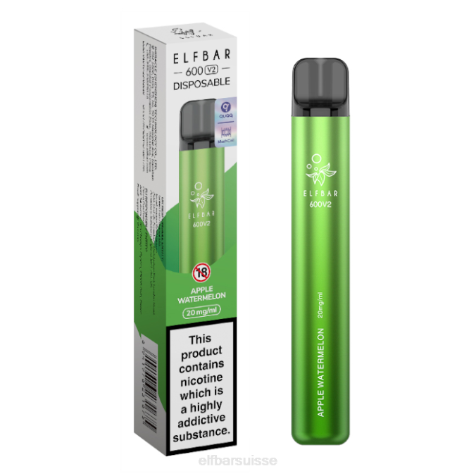 Vape jetable elfbar 600v2 - 20 mg FN4021 pomme pastèque