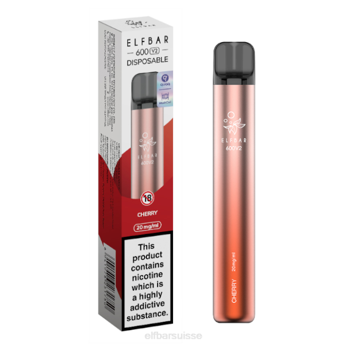 Vape jetable elfbar 600v2 - 20 mg FN405 cerise